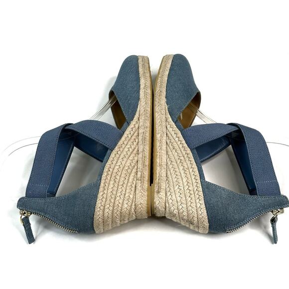 Talbots Lyndsay D'Orsay Espadrille Light Denim Wedges Women's Size 7M Sandals - Picture 7 of 11